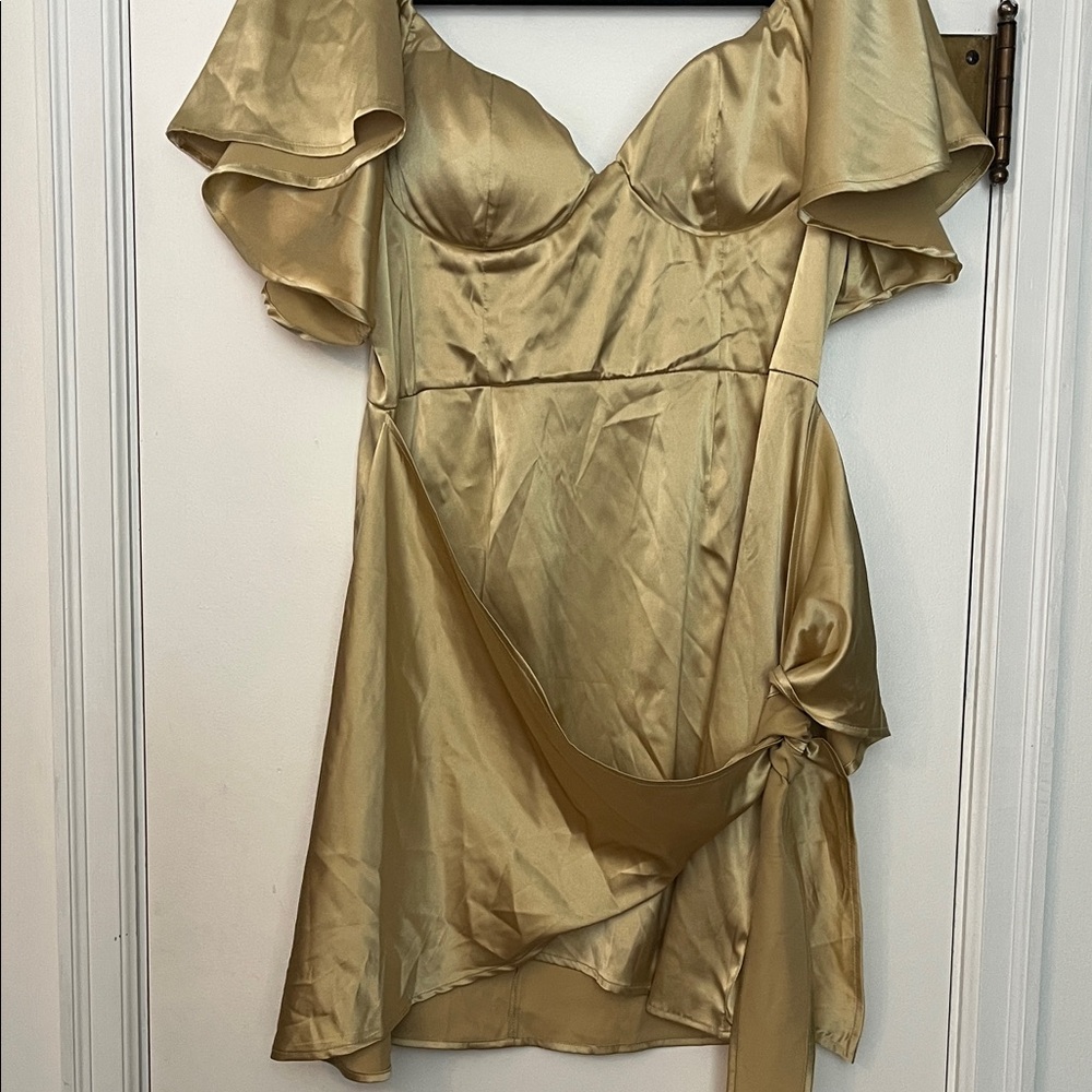 Elegant Gold Satin Dress